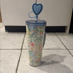 Roller Rabbit x Target Floral Tumbler with Heart Straw